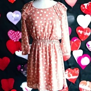 Forever21 Polka Dot Dress Ruffled Boho Mesh sz M